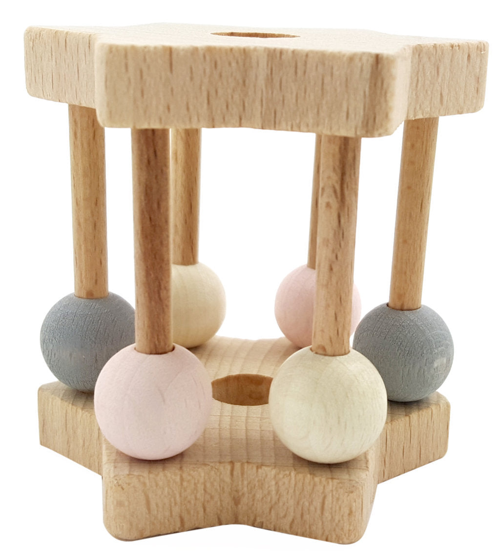 Rattle & Teether - Star with Marbles - Pink