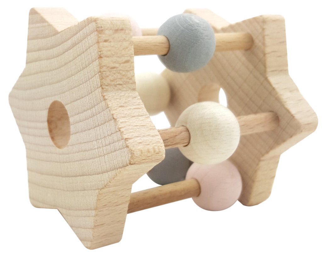 Rattle & Teether - Star with Marbles - Pink
