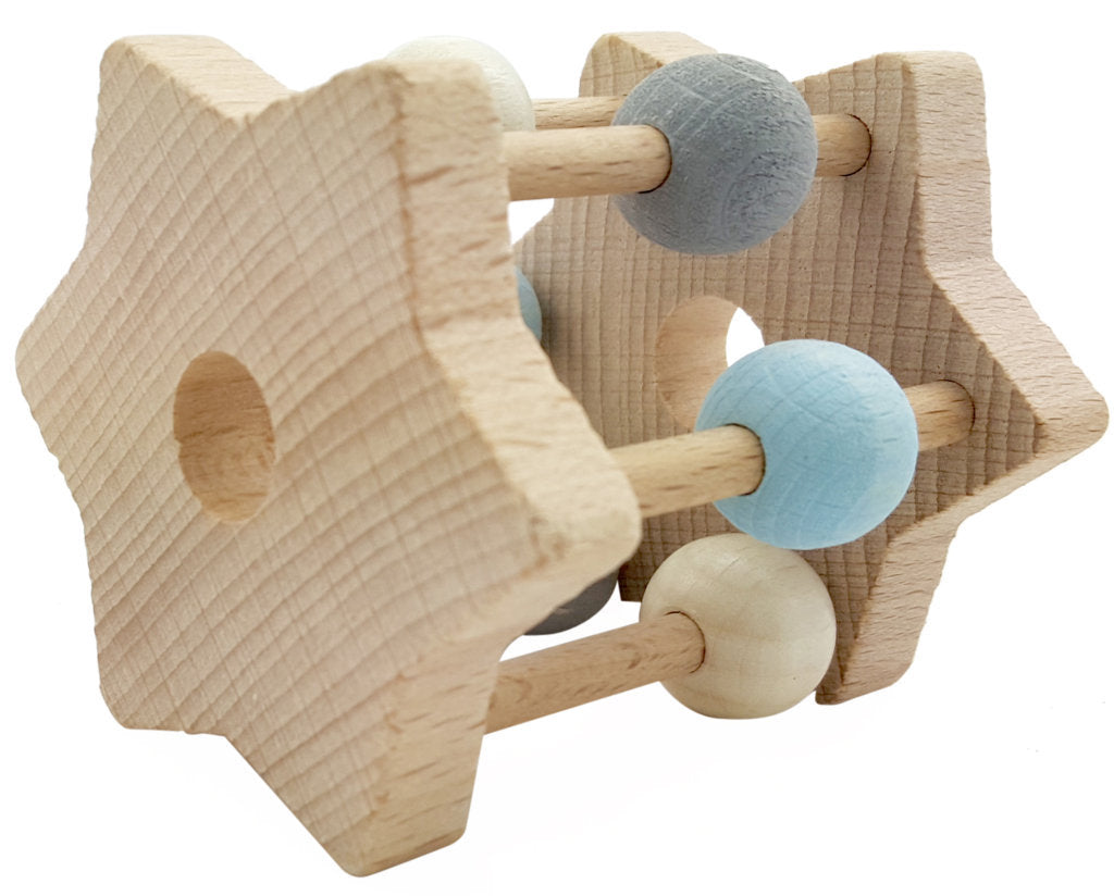 Rattle & Teether - Star with Marbles - Blue