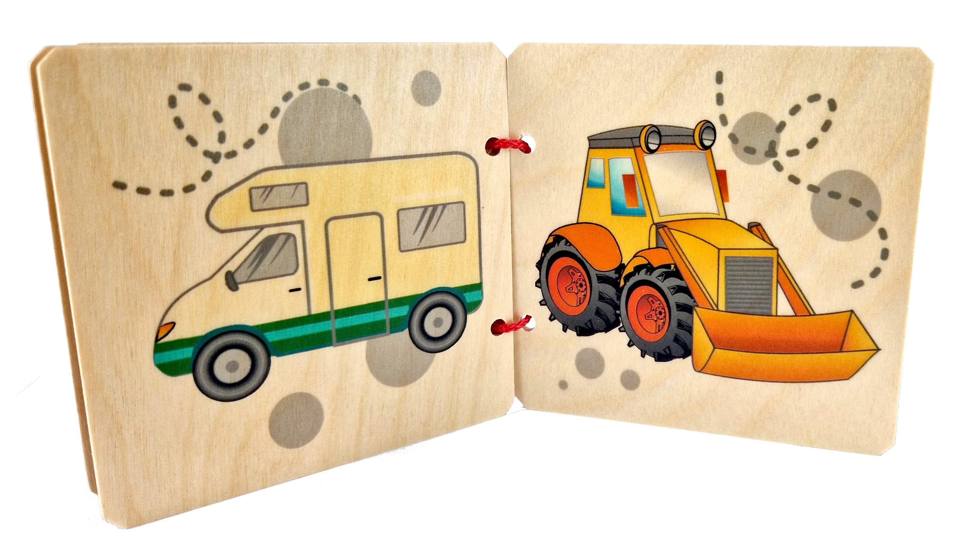 Wooden Book 9cm x 9cm - Vehicles
