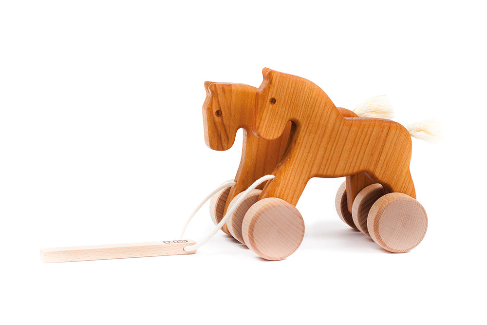Pull-Along - Jumping Wooden Horses