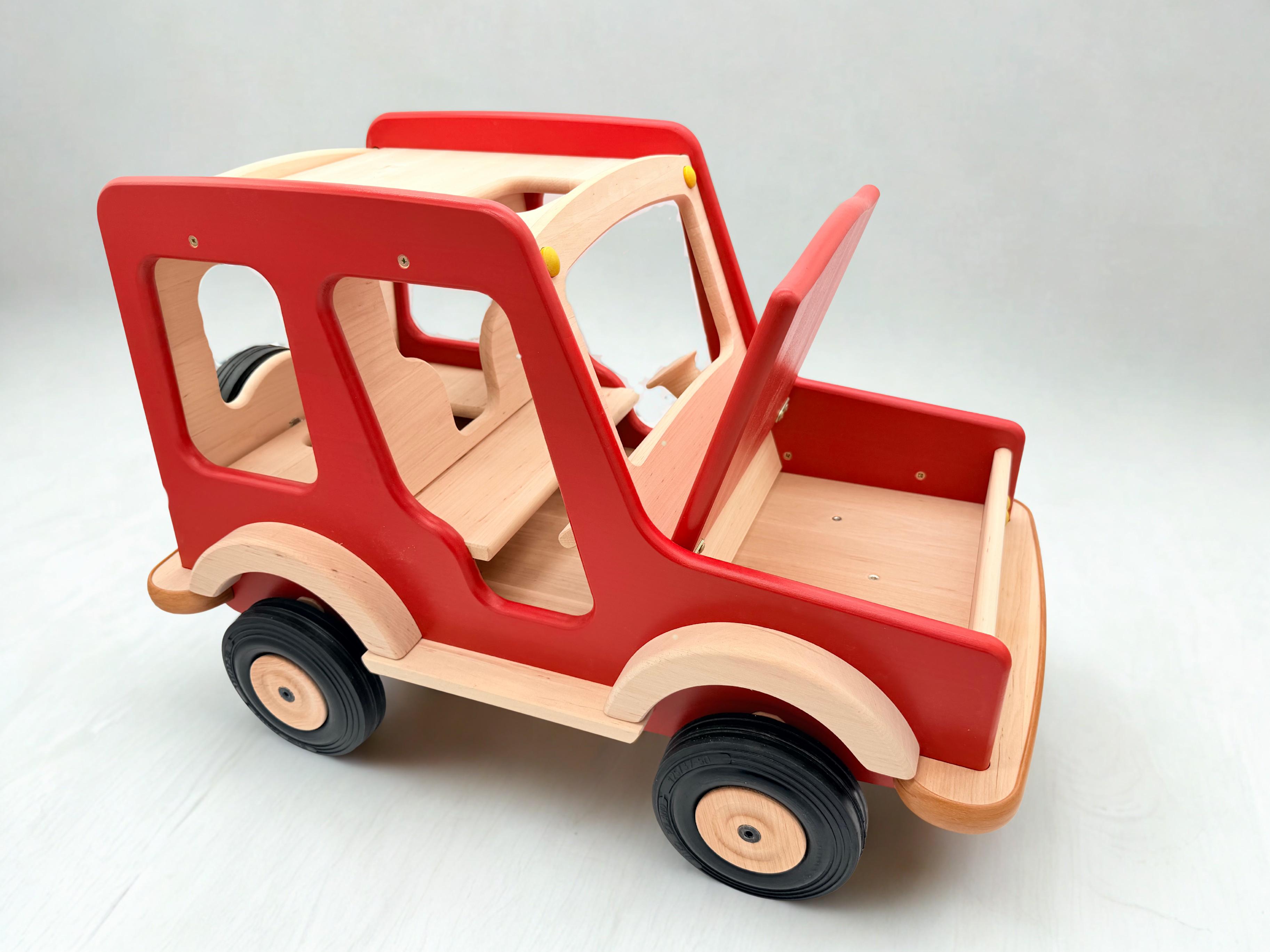Large Wooden Off-Road Car - Red