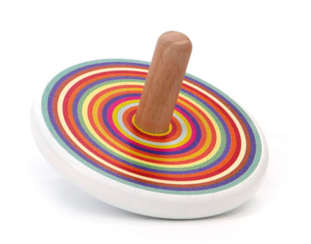 Wooden Spinning Top - Circles Design