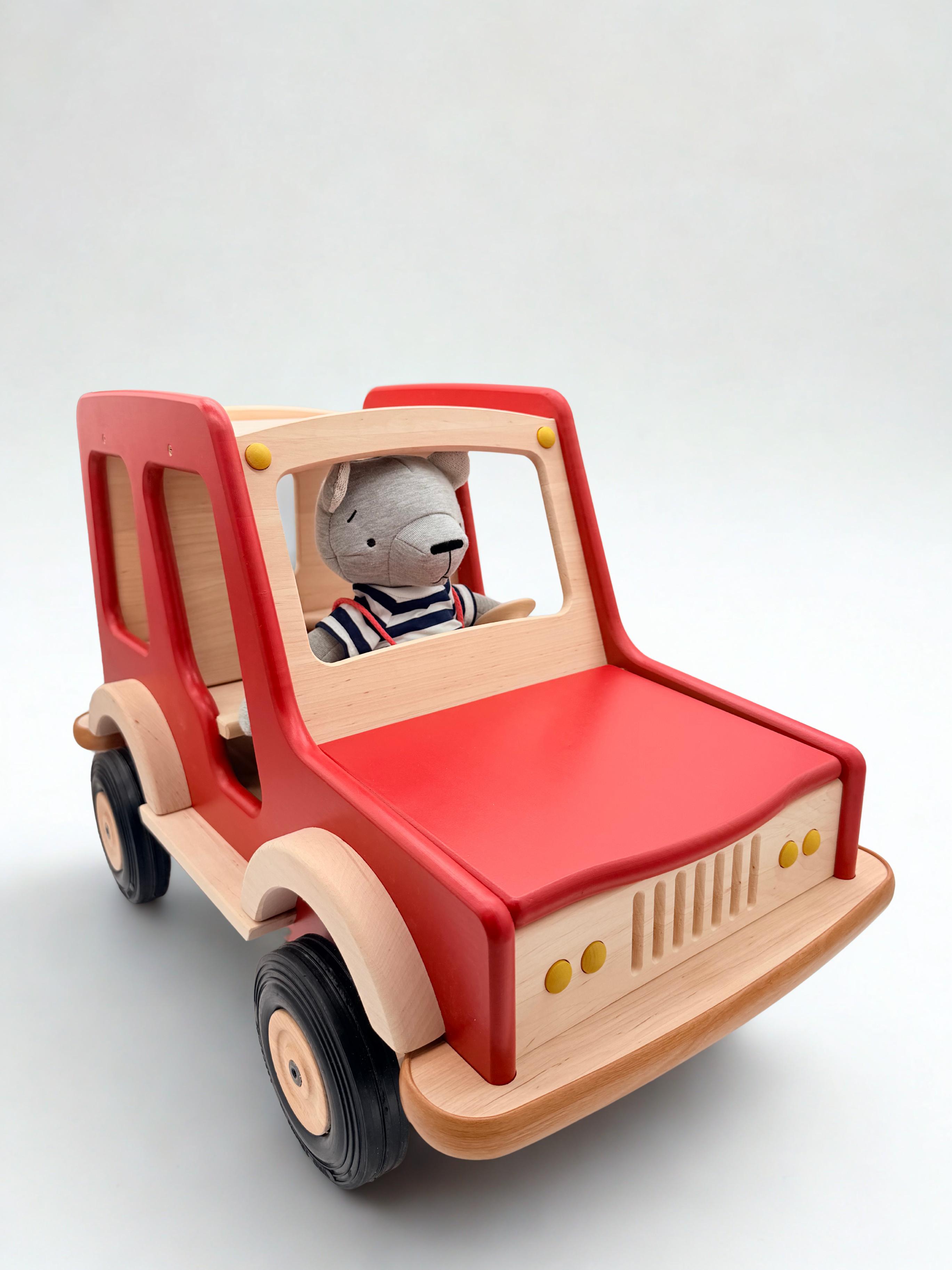 Large Wooden Off-Road Car - Red