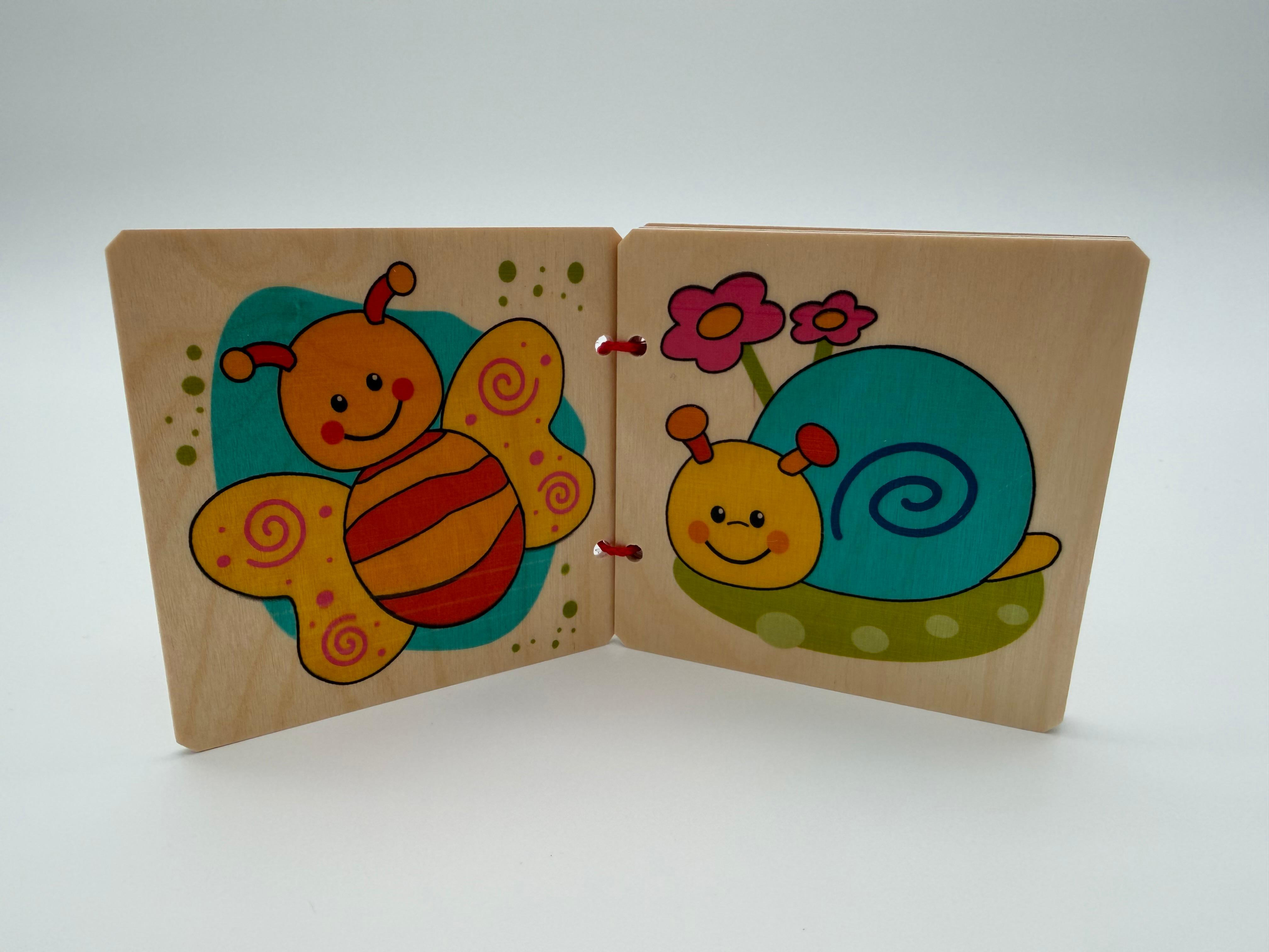 Wooden Book 9cm x 9cm - Animals