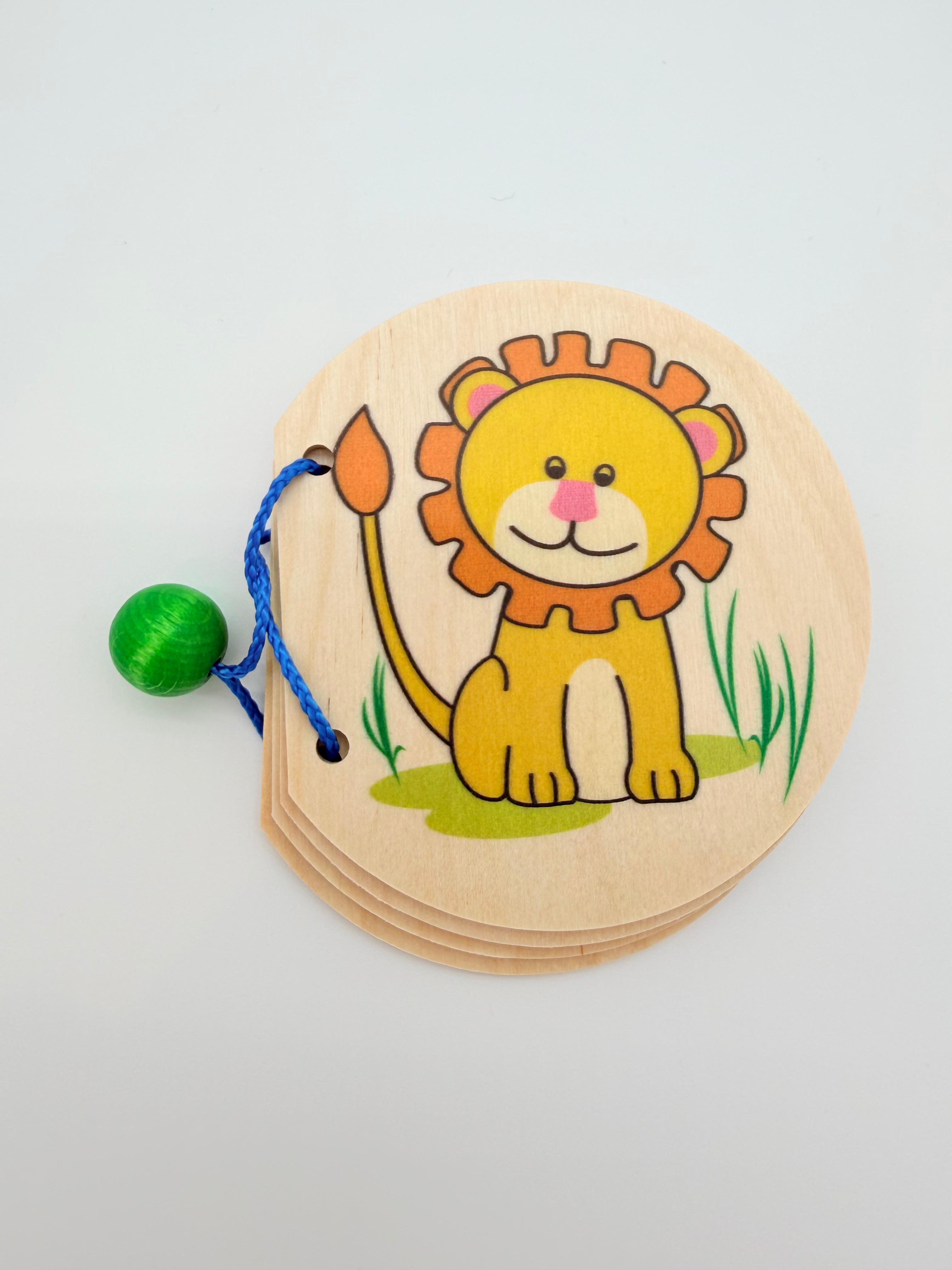 Wooden Book 9cm x 8cm - Zoo Animals