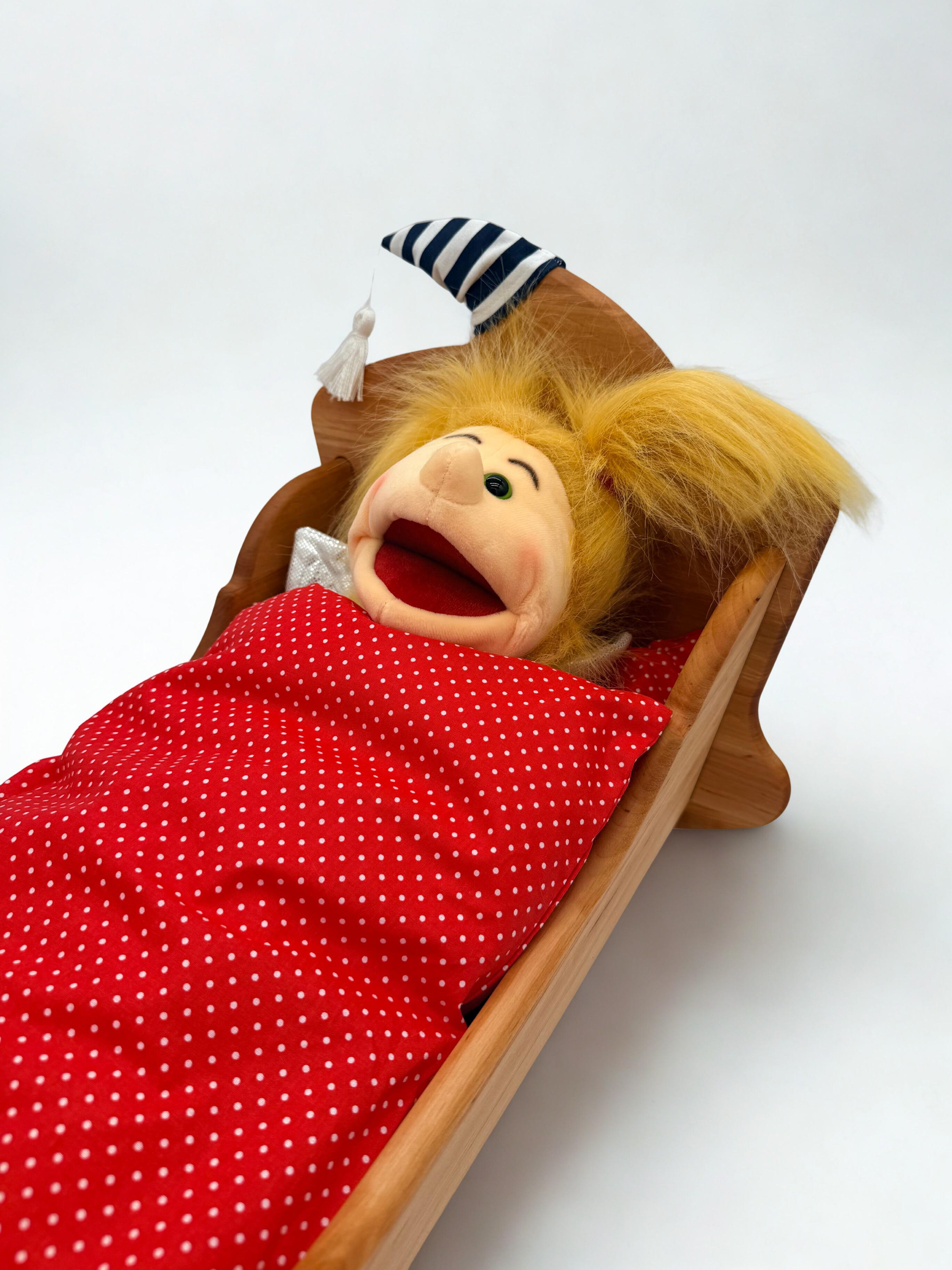 Wooden Cradle with Bedding