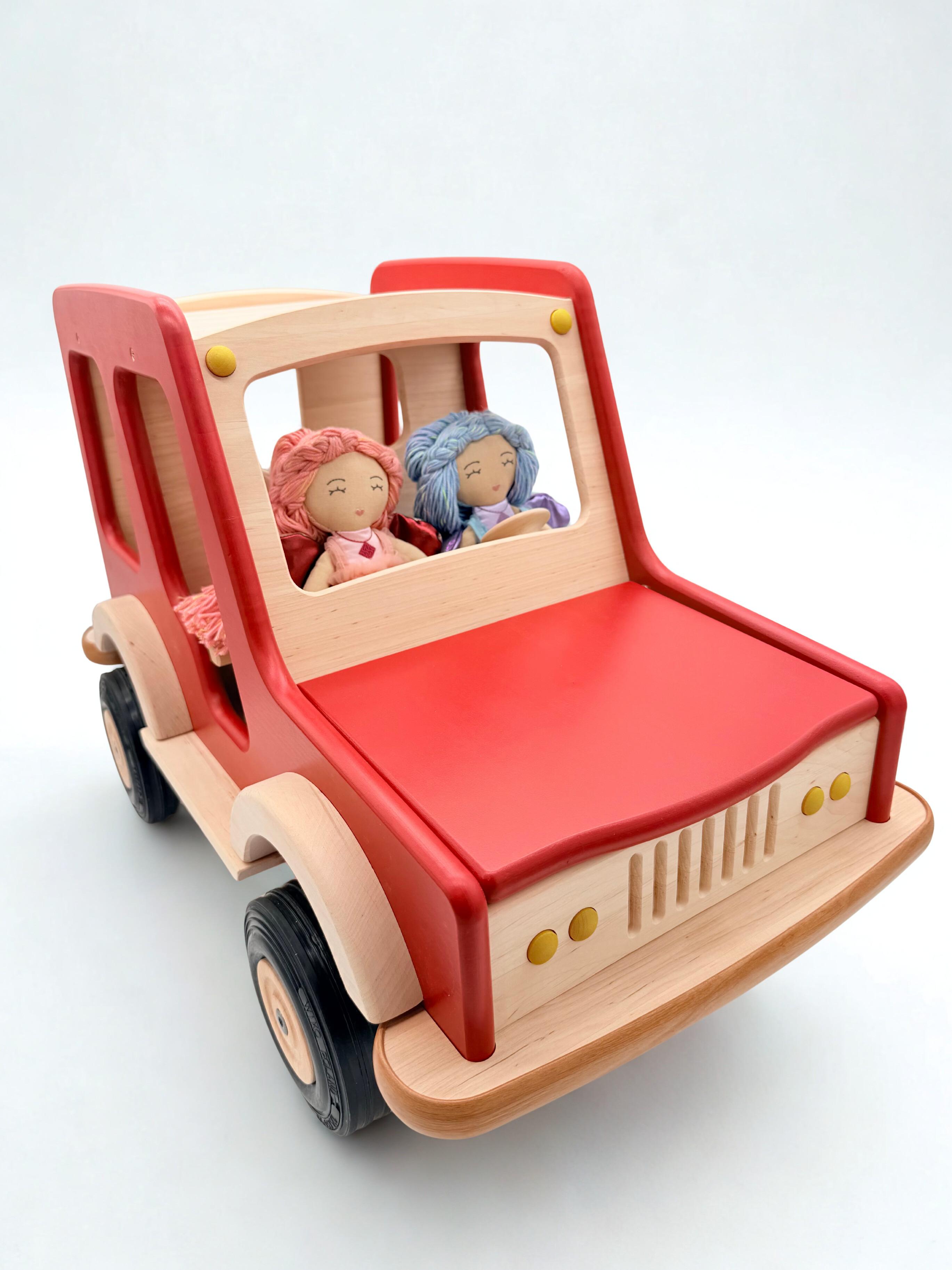 Large Wooden Off-Road Car - Red