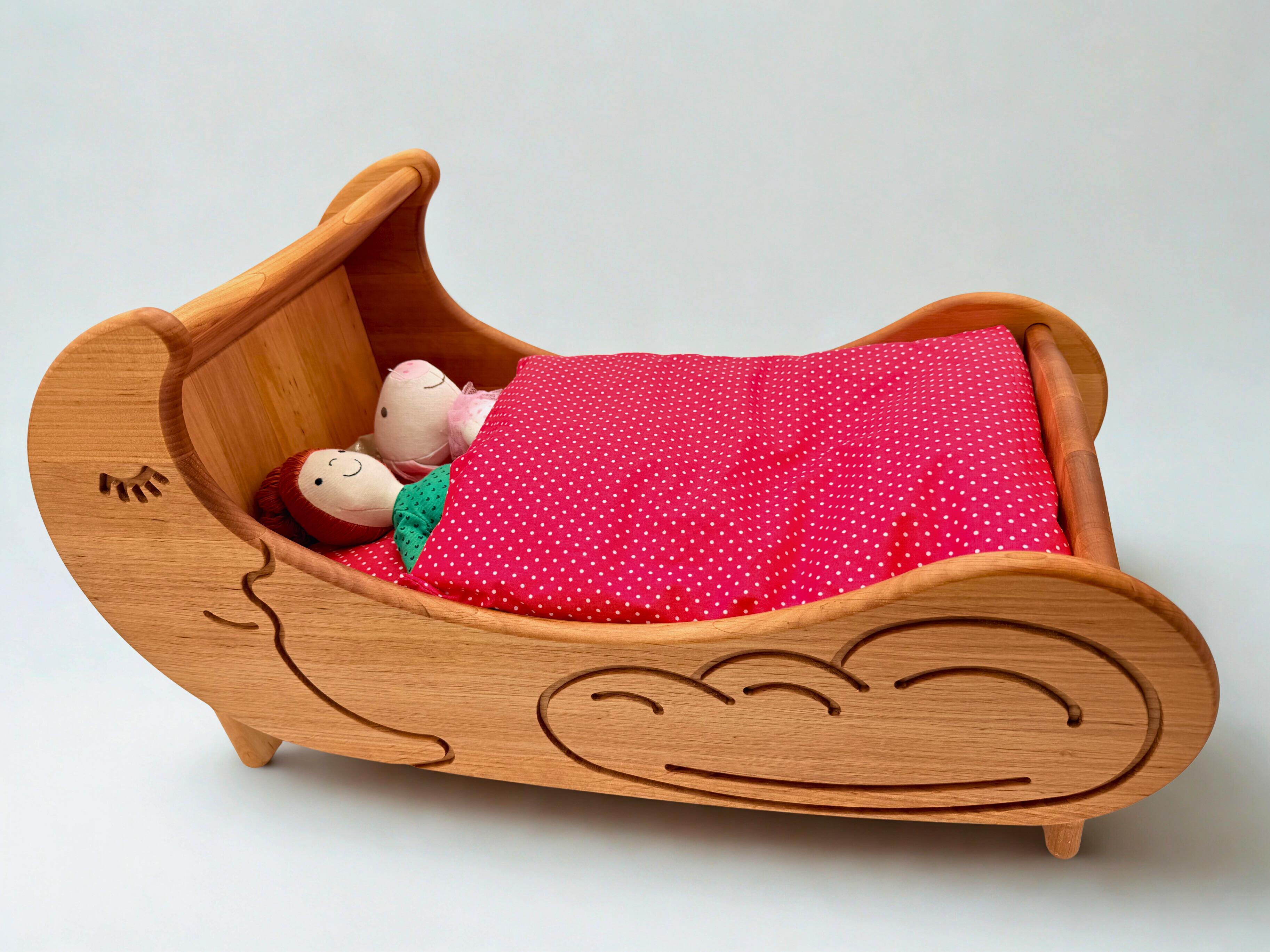 Wooden Magic Doll's Bed with Bedding