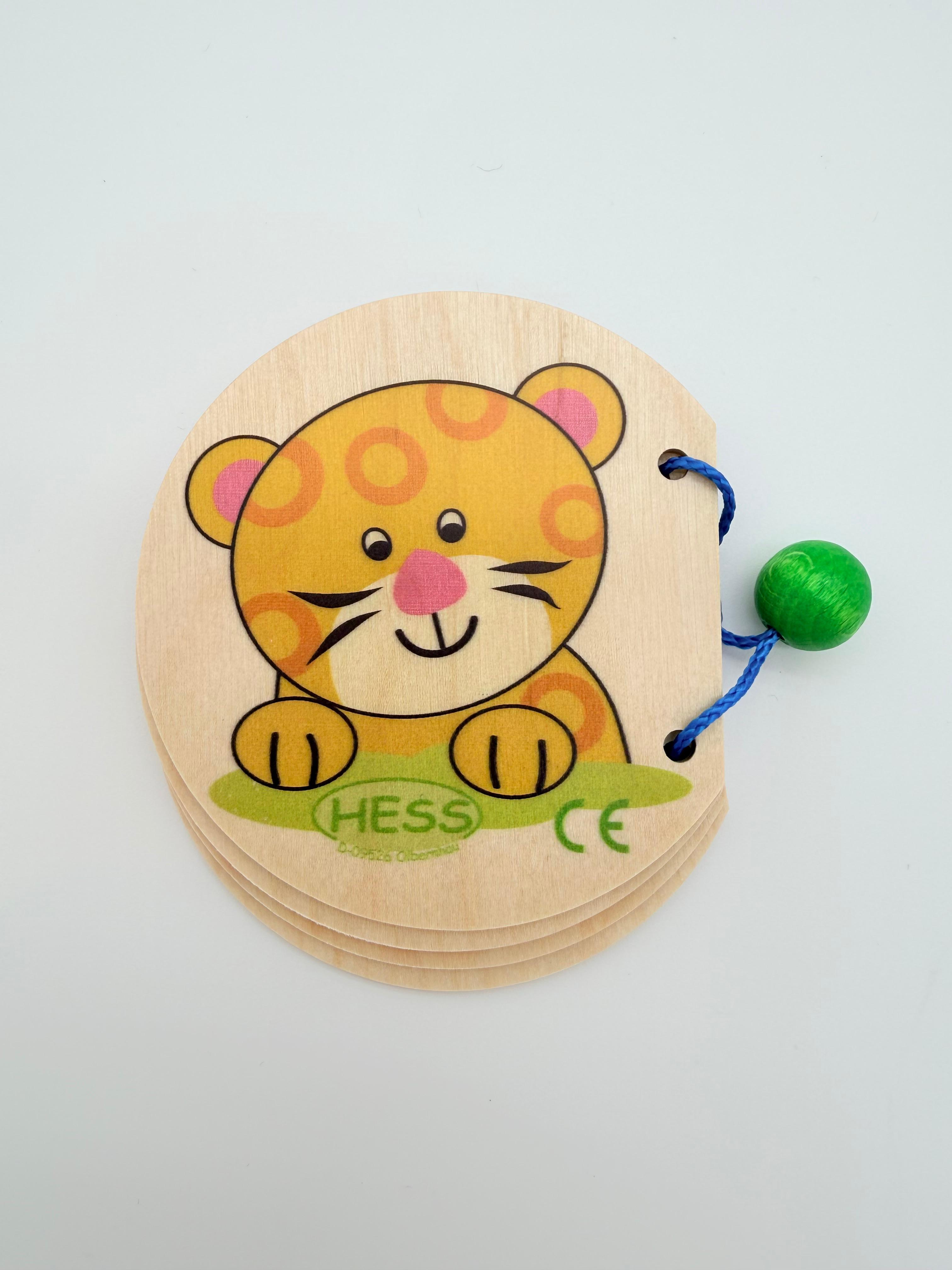 Wooden Book 9cm x 8cm - Zoo Animals