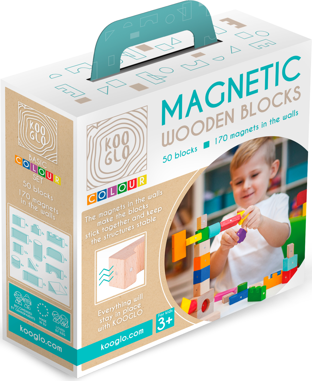 Wooden Magnetic Blocks - Basic - 50 pieces