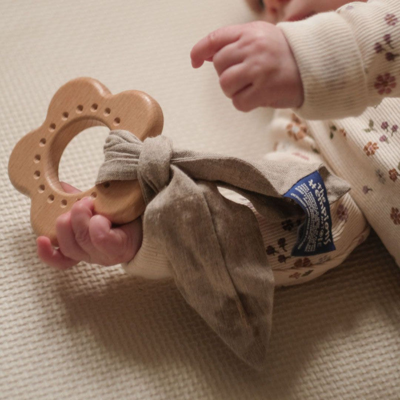 Wooden Teether with Hemp Textile