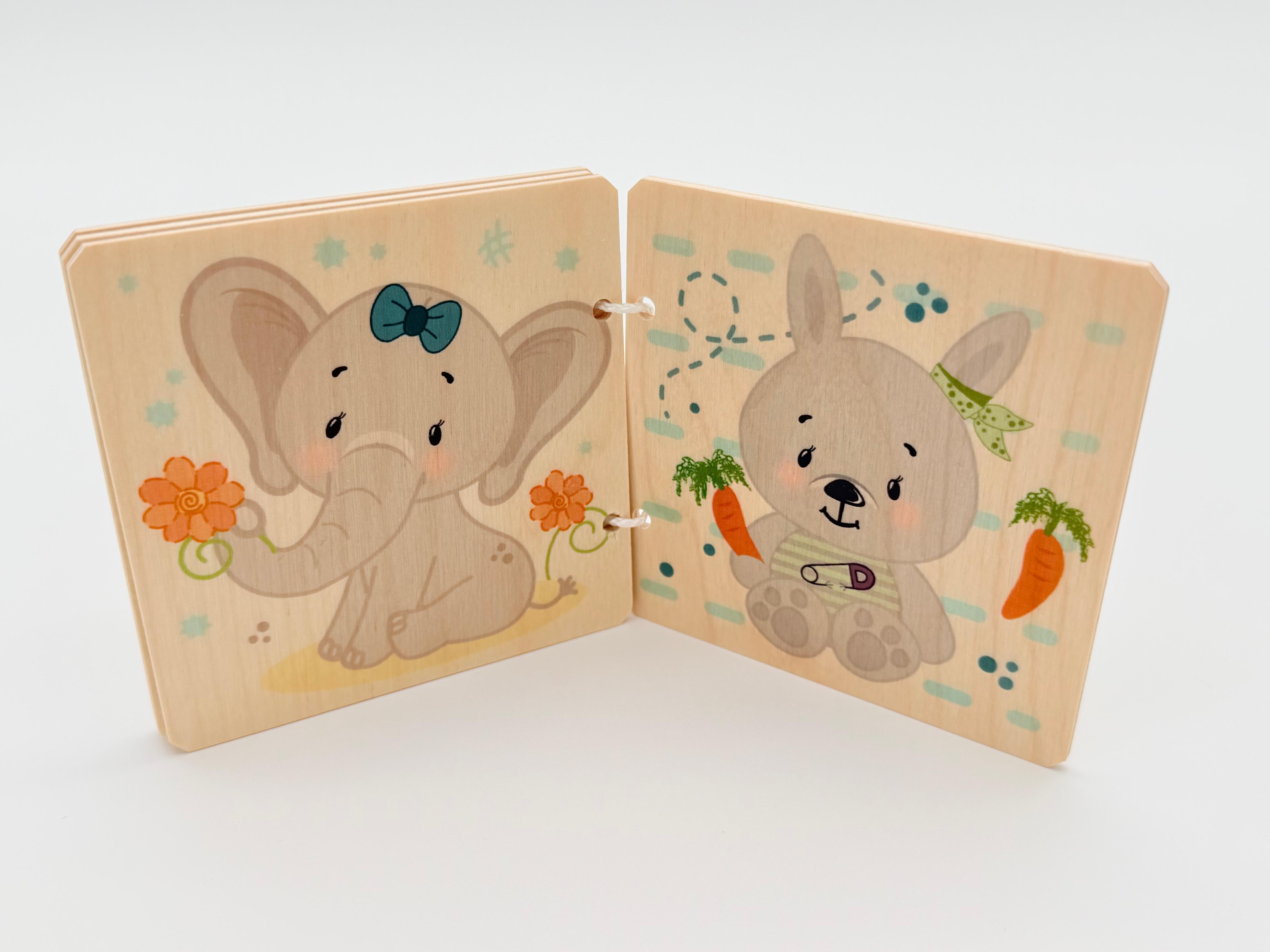 Wooden Book 9cm x 9cm - Animals Nature