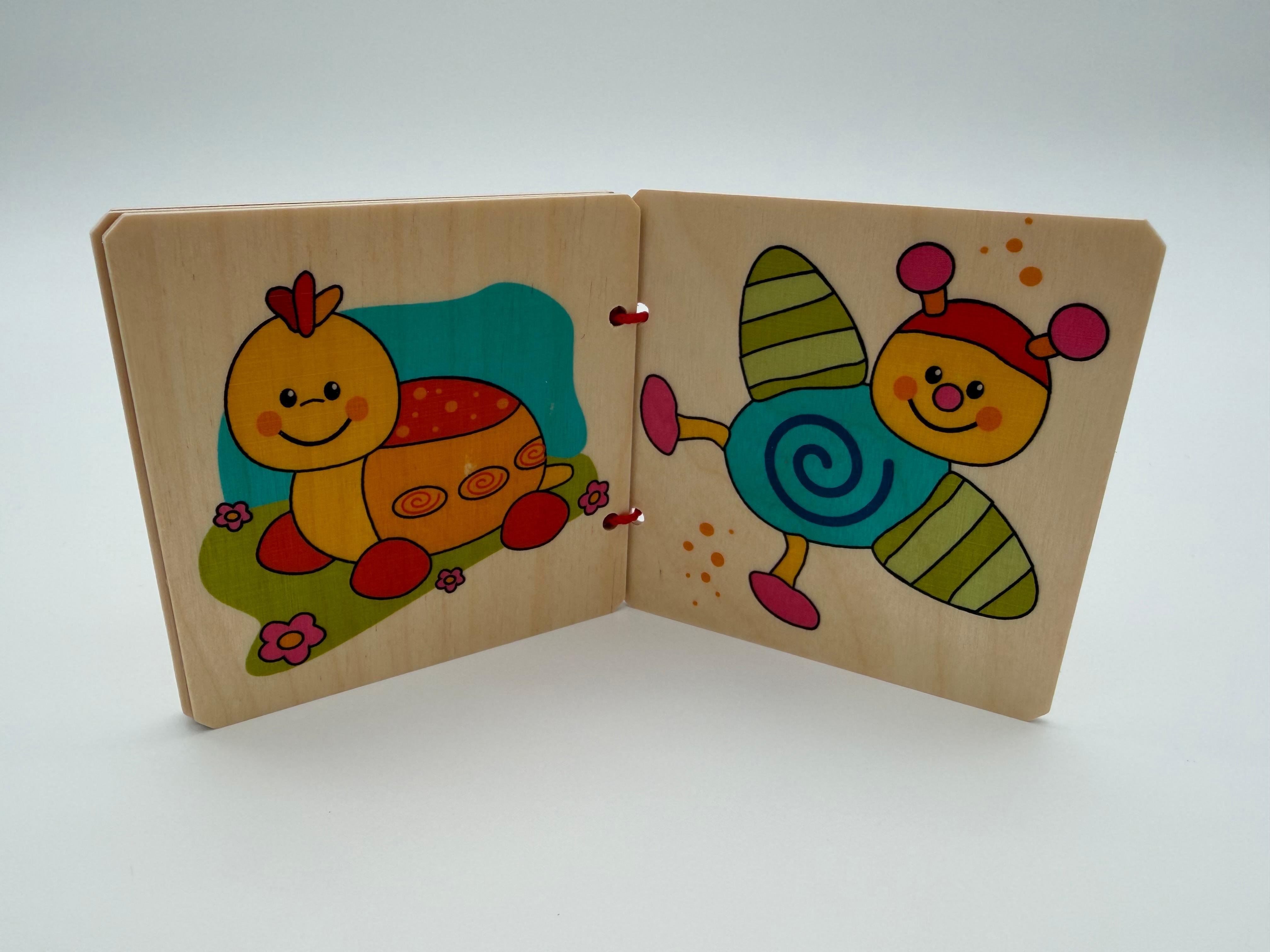 Wooden Book 9cm x 9cm - Animals