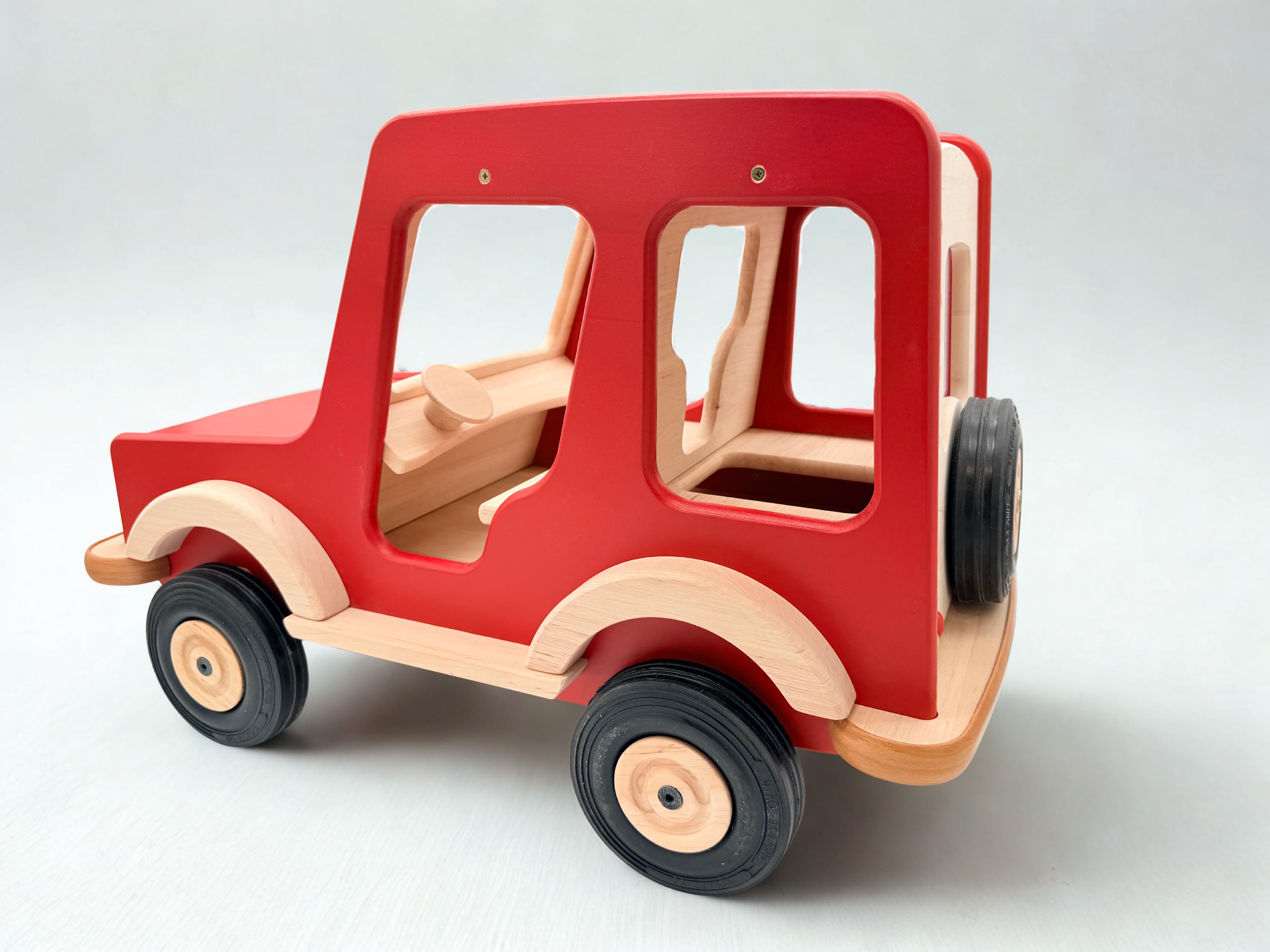 Large Wooden Off-Road Car - Red