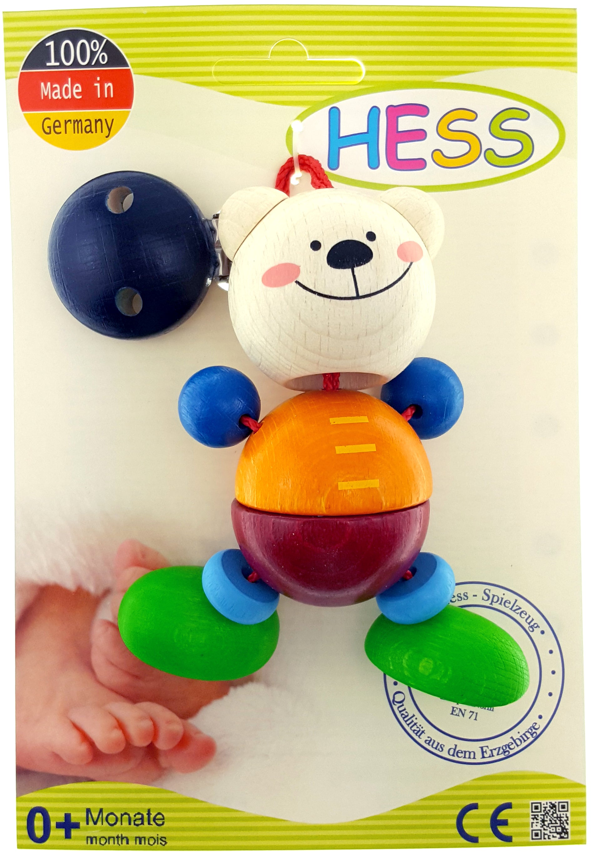 Clip - Wooden Figure - Bear Henry, Multicolour