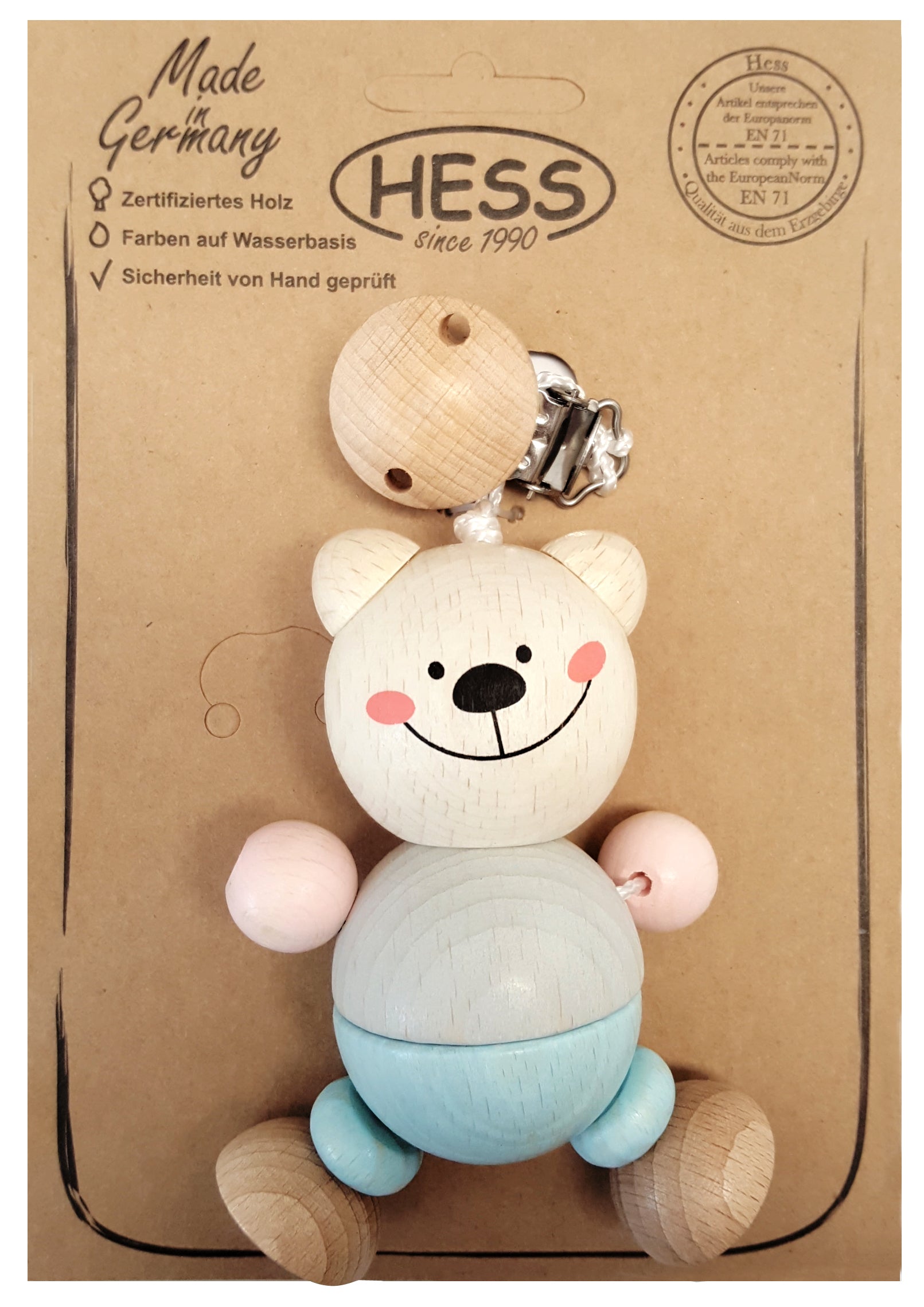 Clip - Wooden Figure - Bear Natural