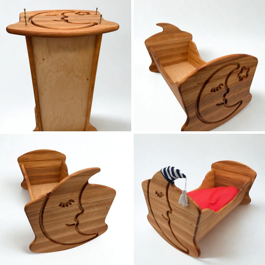 Wooden Cradle with Bedding