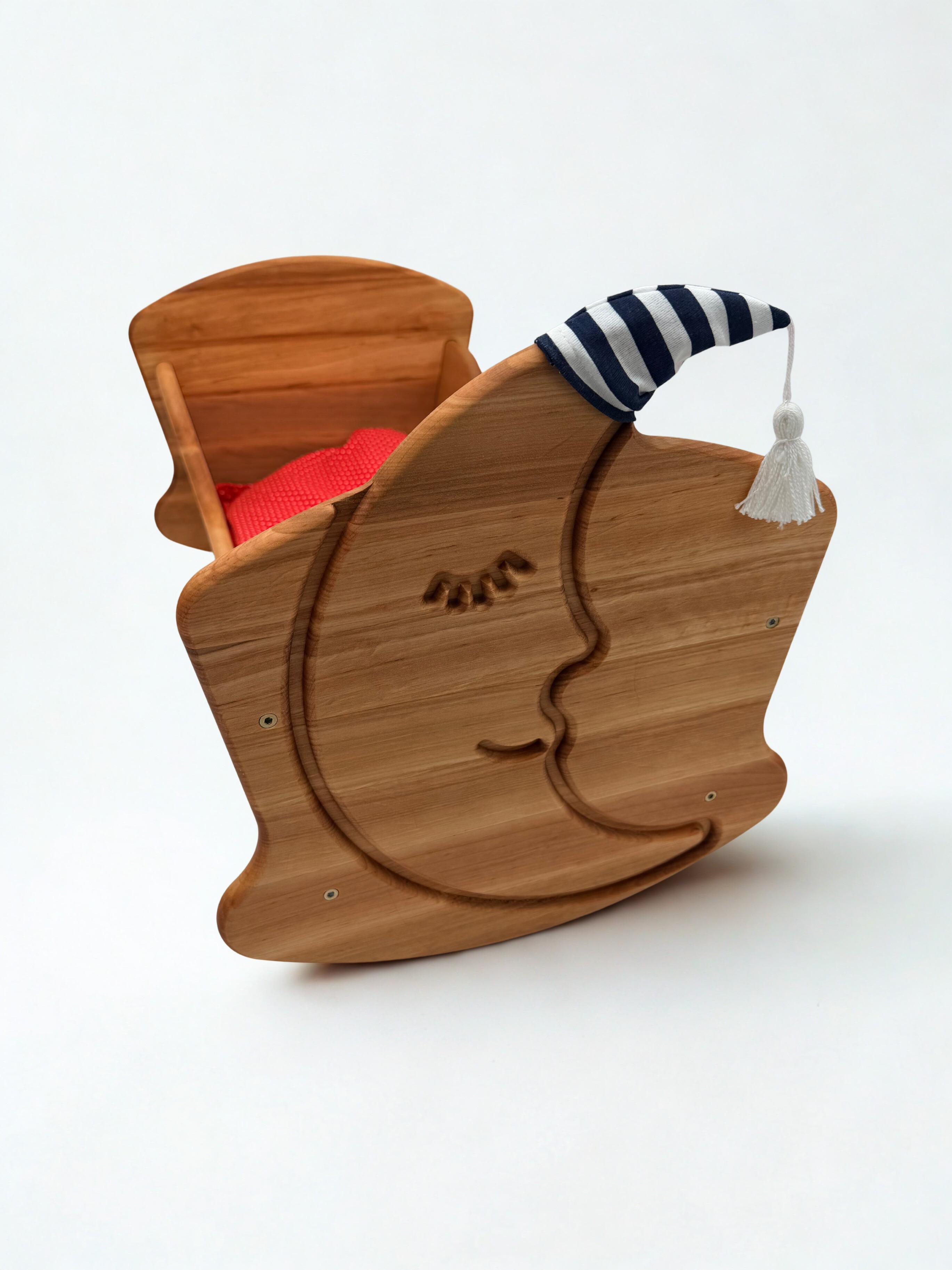 Wooden Cradle with Bedding