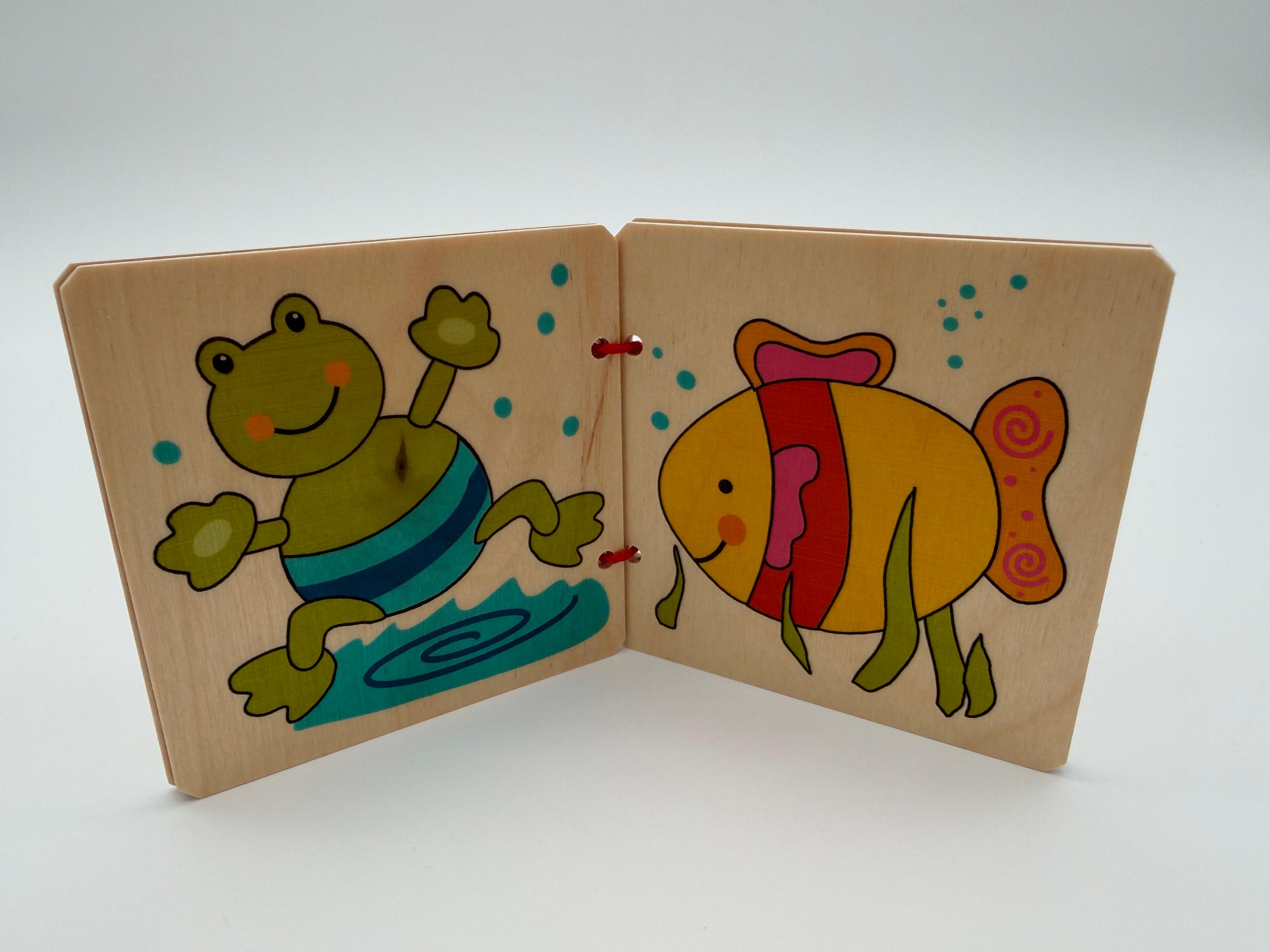 Wooden Book 9cm x 9cm - Animals