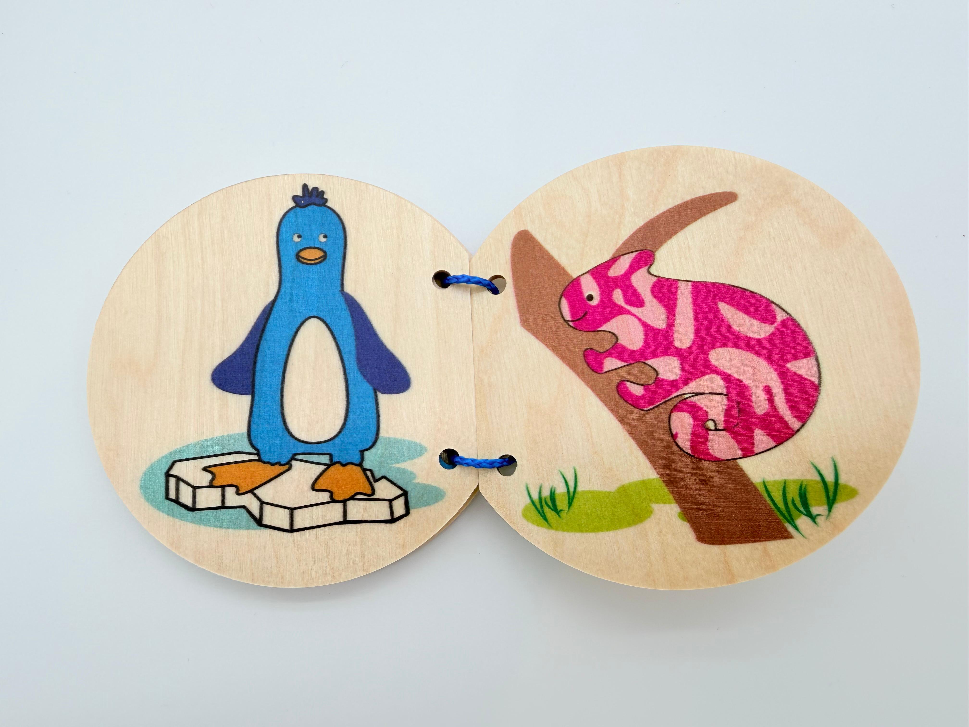 Wooden Book 9cm x 8cm - Zoo Animals