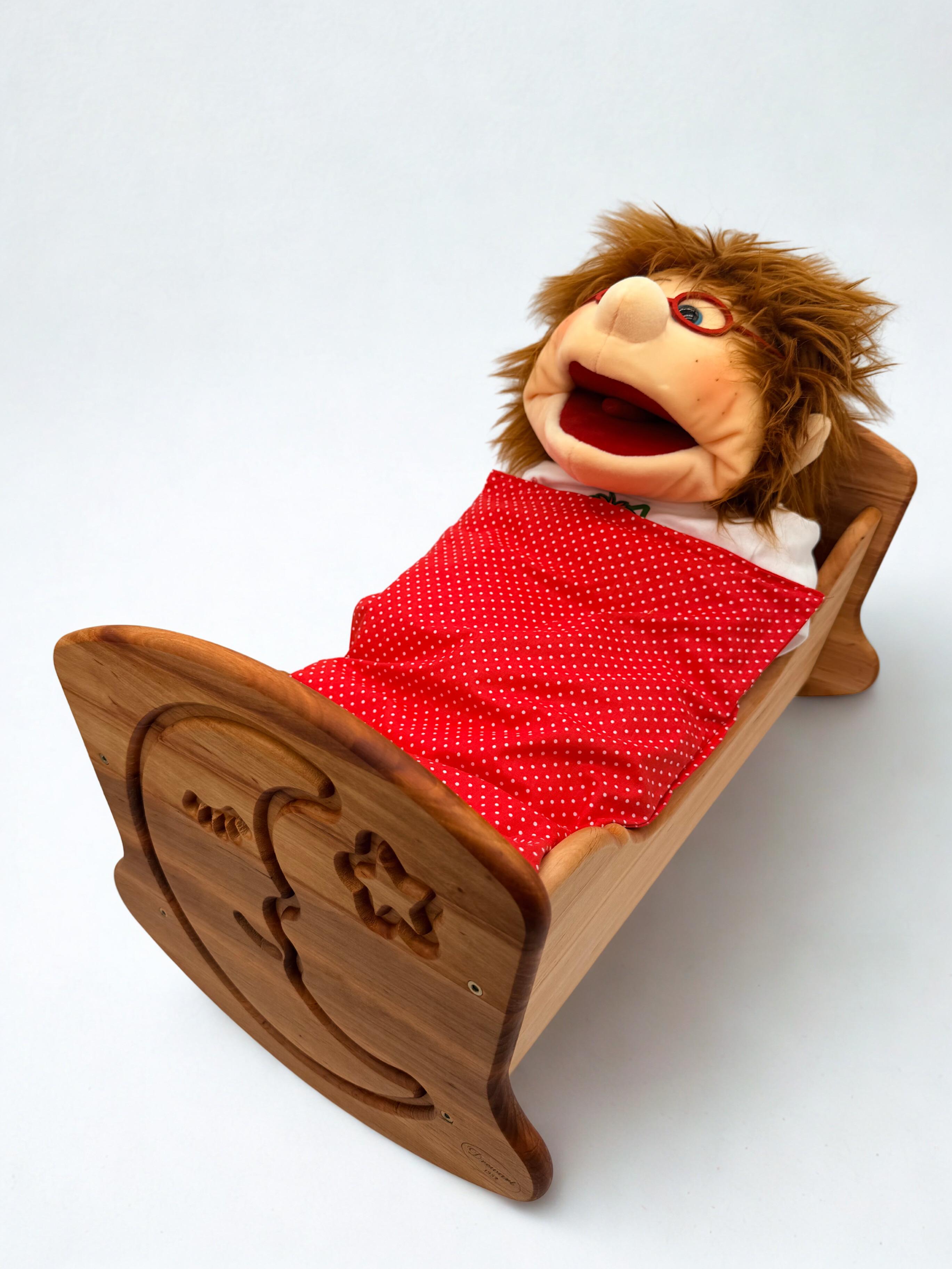 Wooden Cradle with Bedding