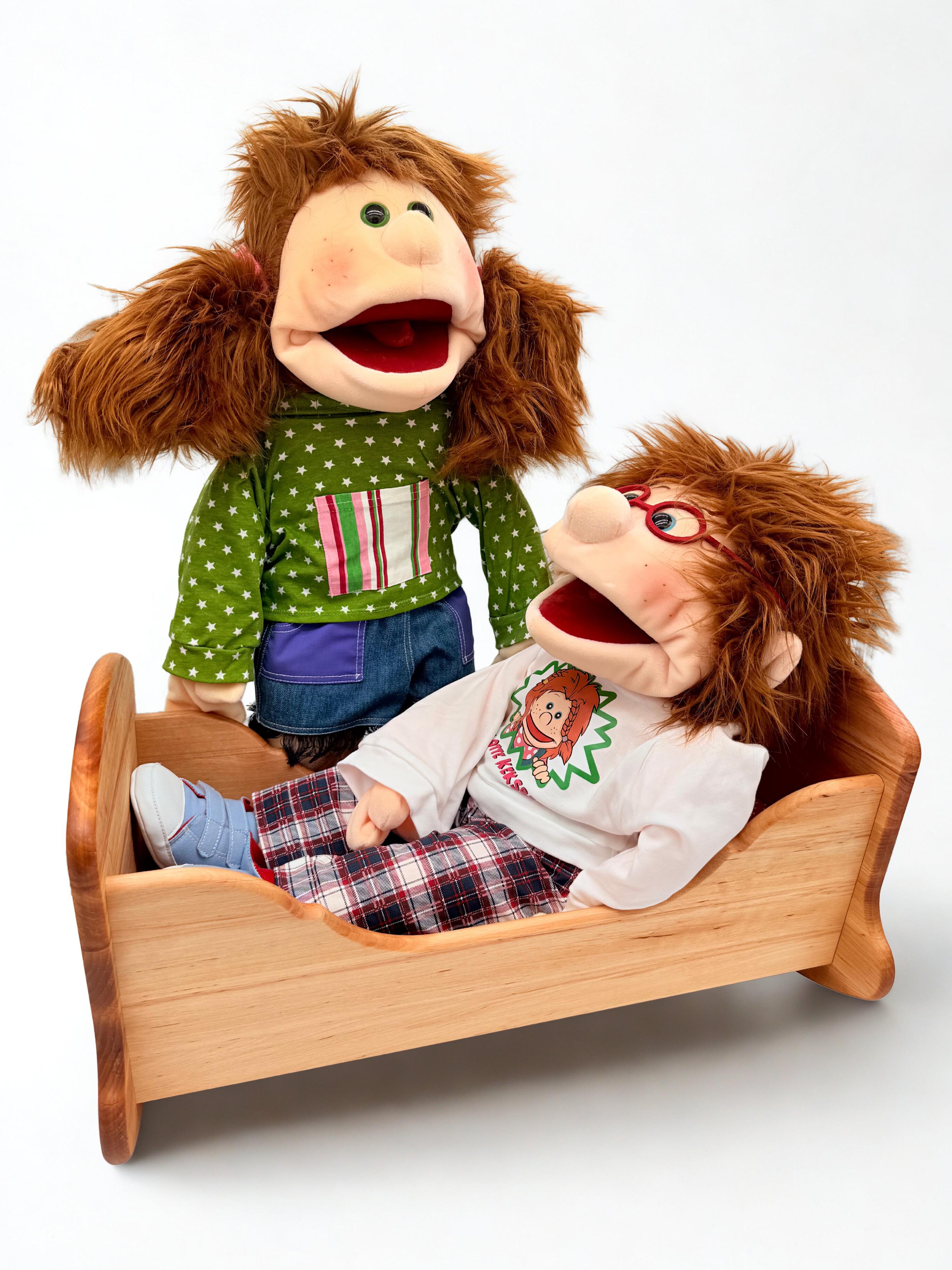 Wooden Cradle with Bedding