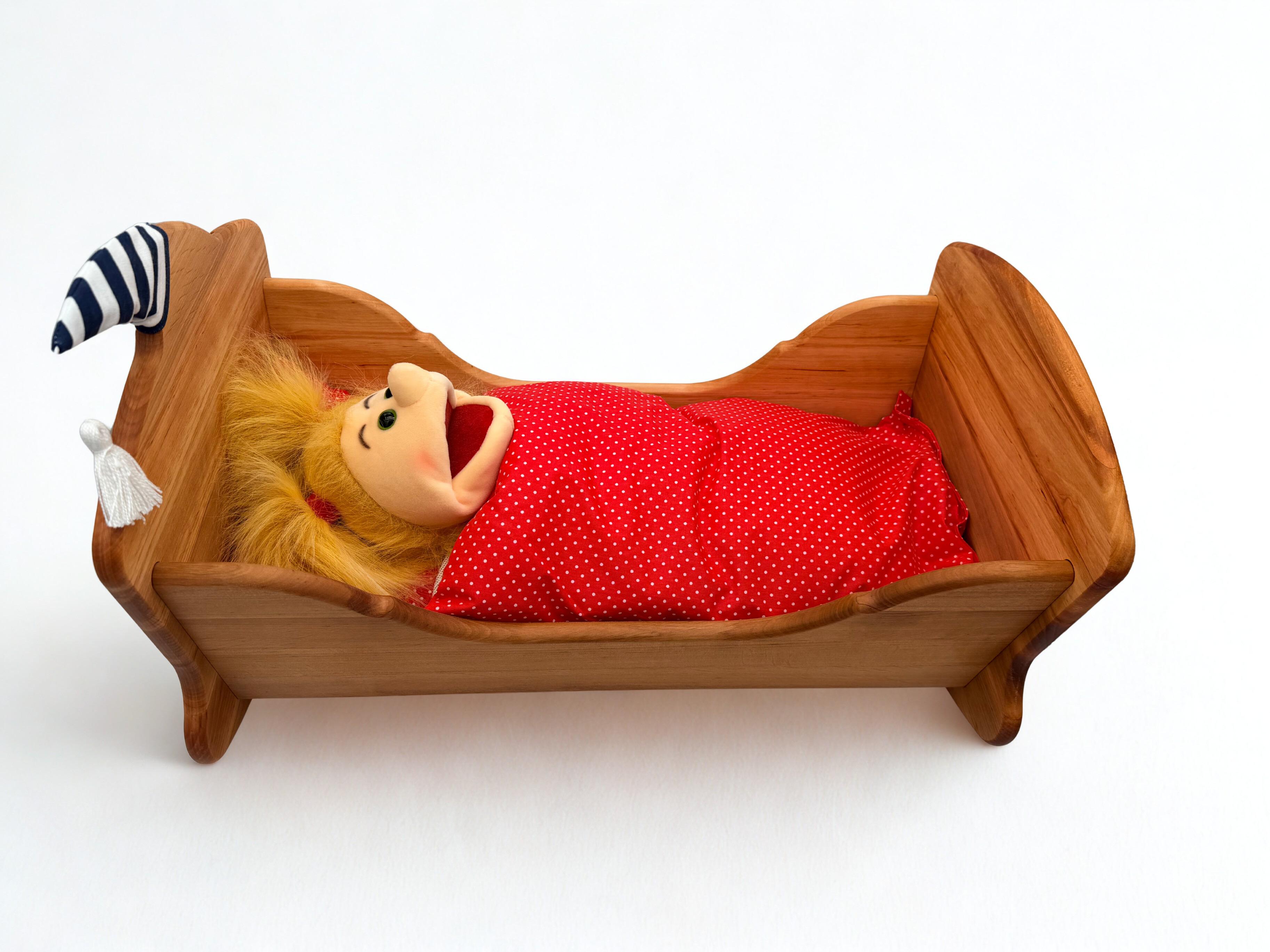 Wooden Cradle with Bedding