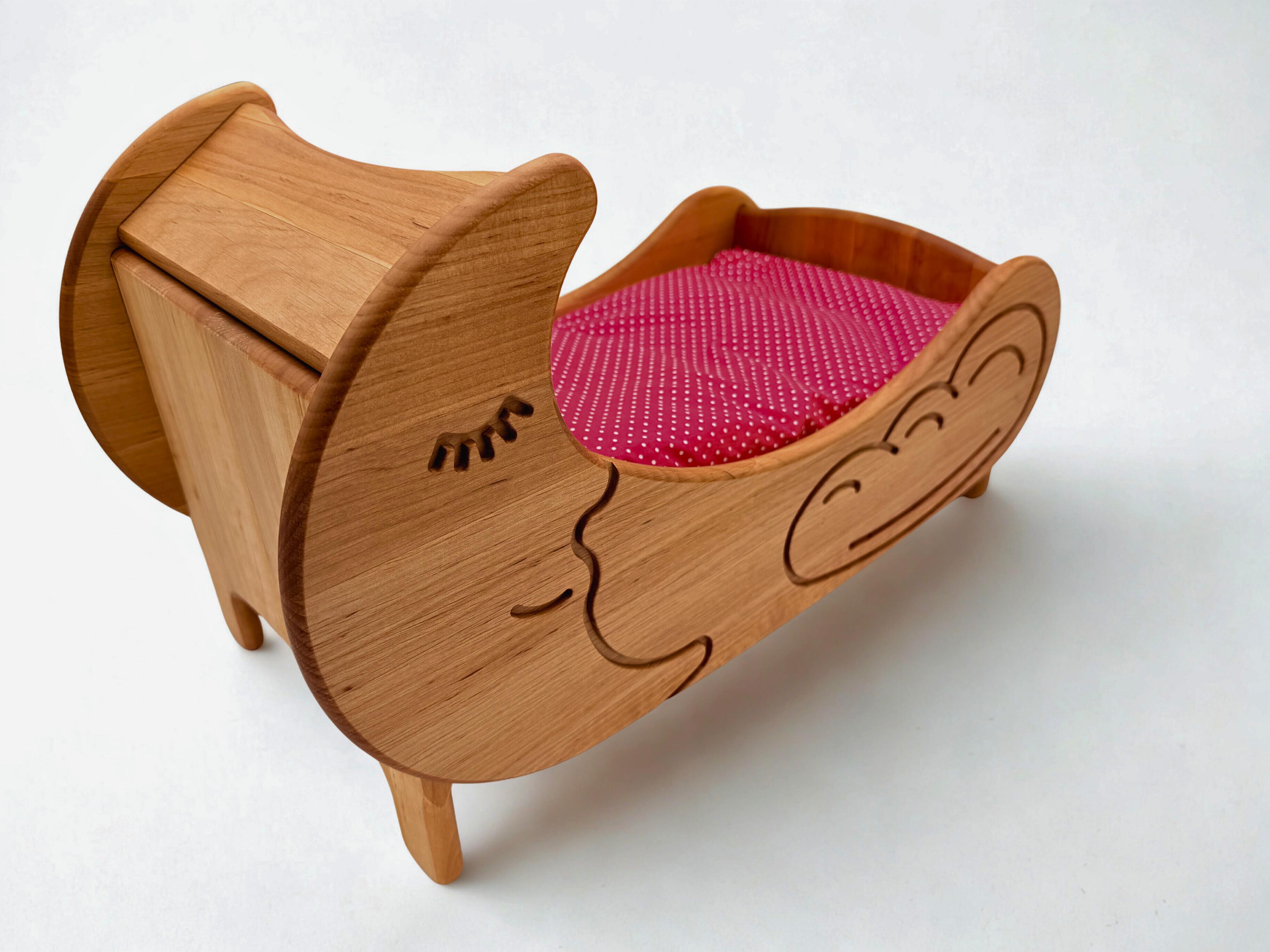 Wooden Magic Doll's Bed with Bedding