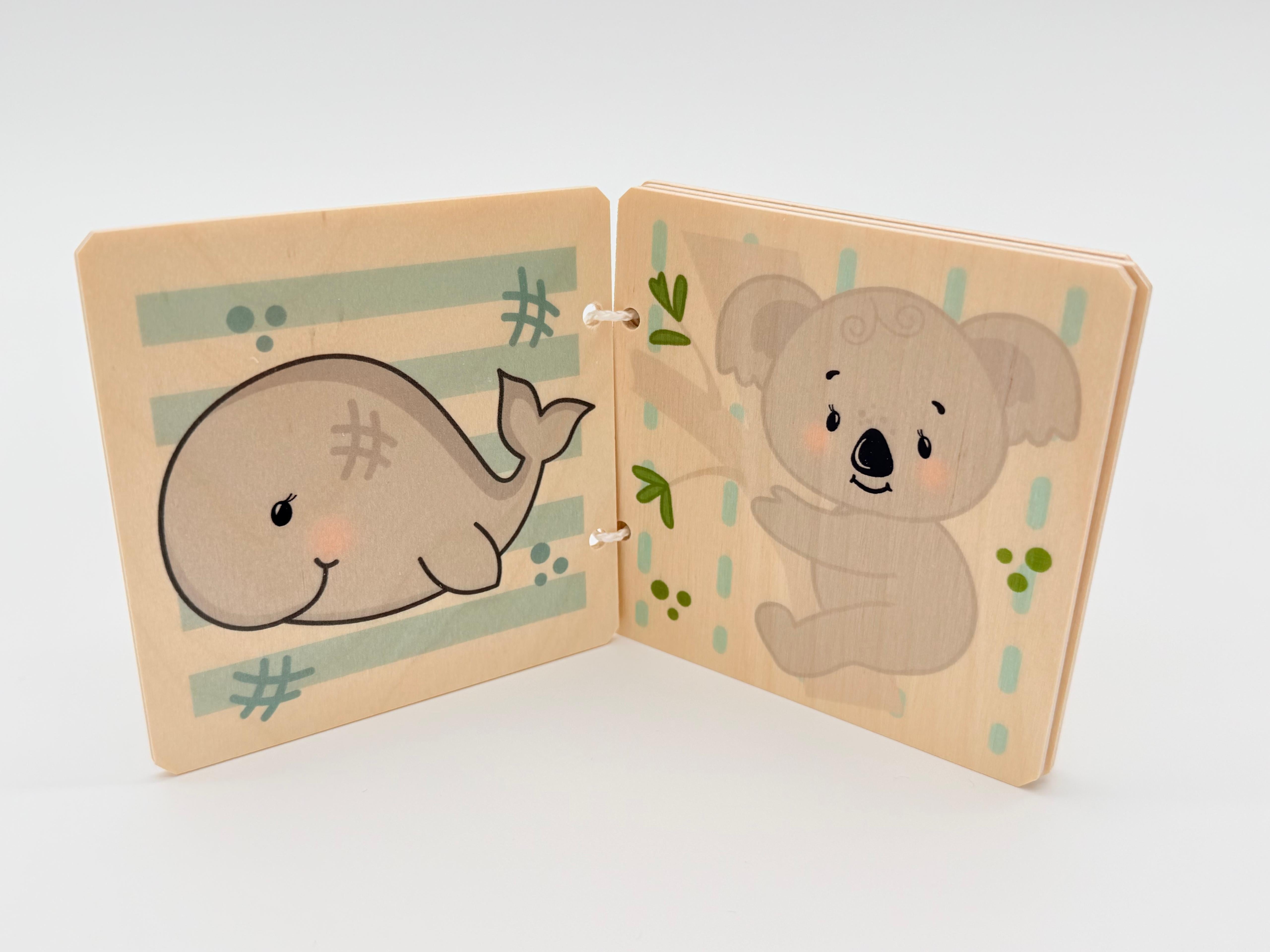 Wooden Book 9cm x 9cm - Animals Nature