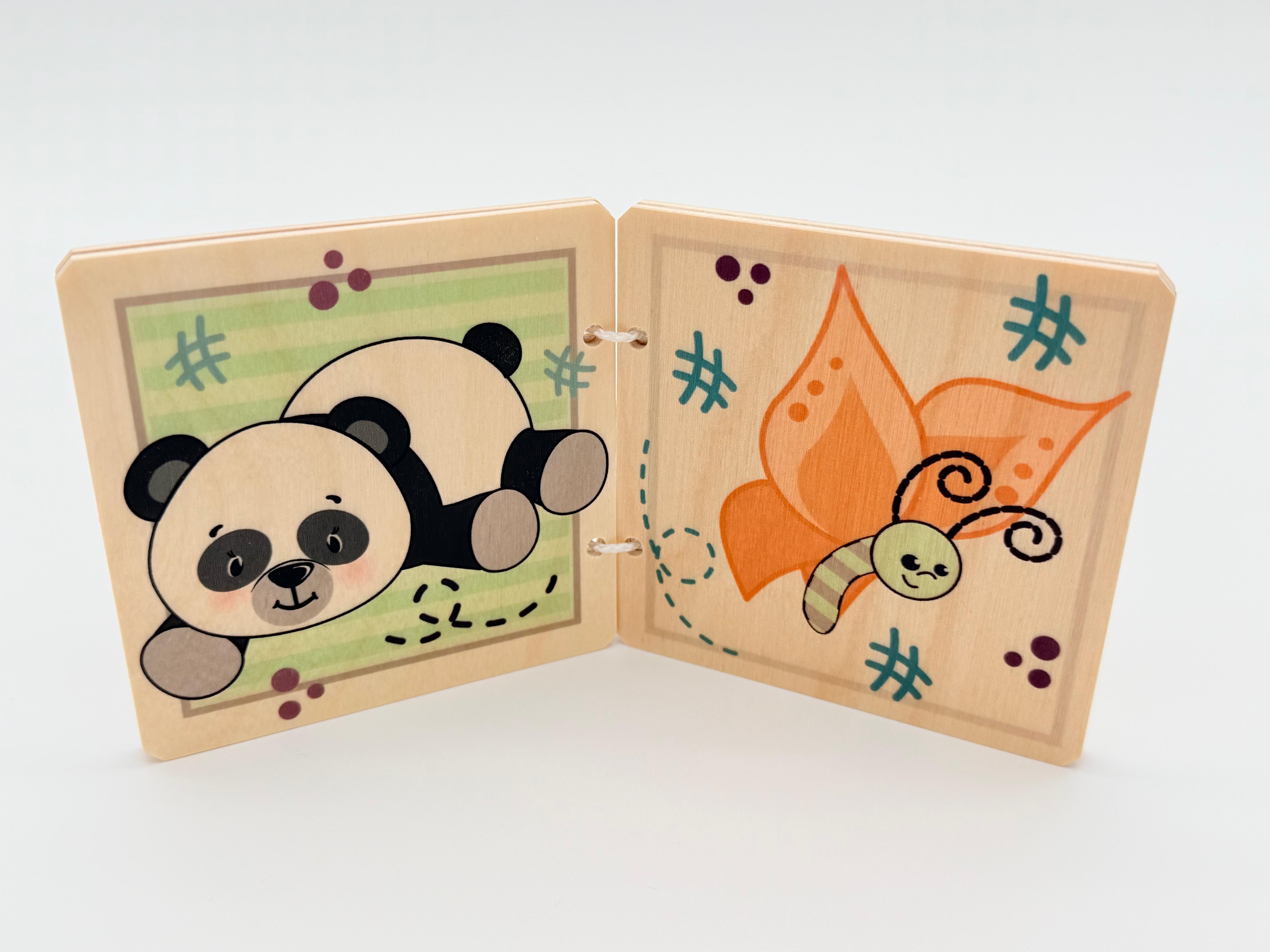Wooden Book 9cm x 9cm - Animals Nature