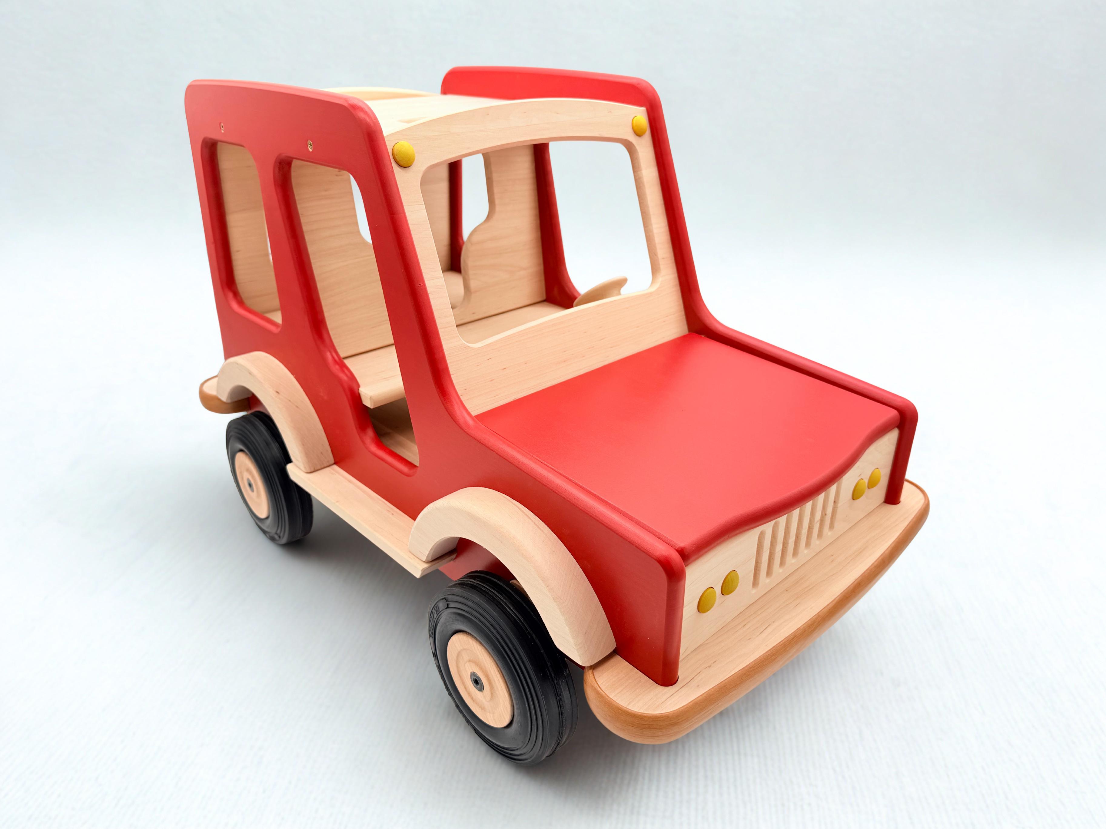 Large Wooden Off-Road Car - Red