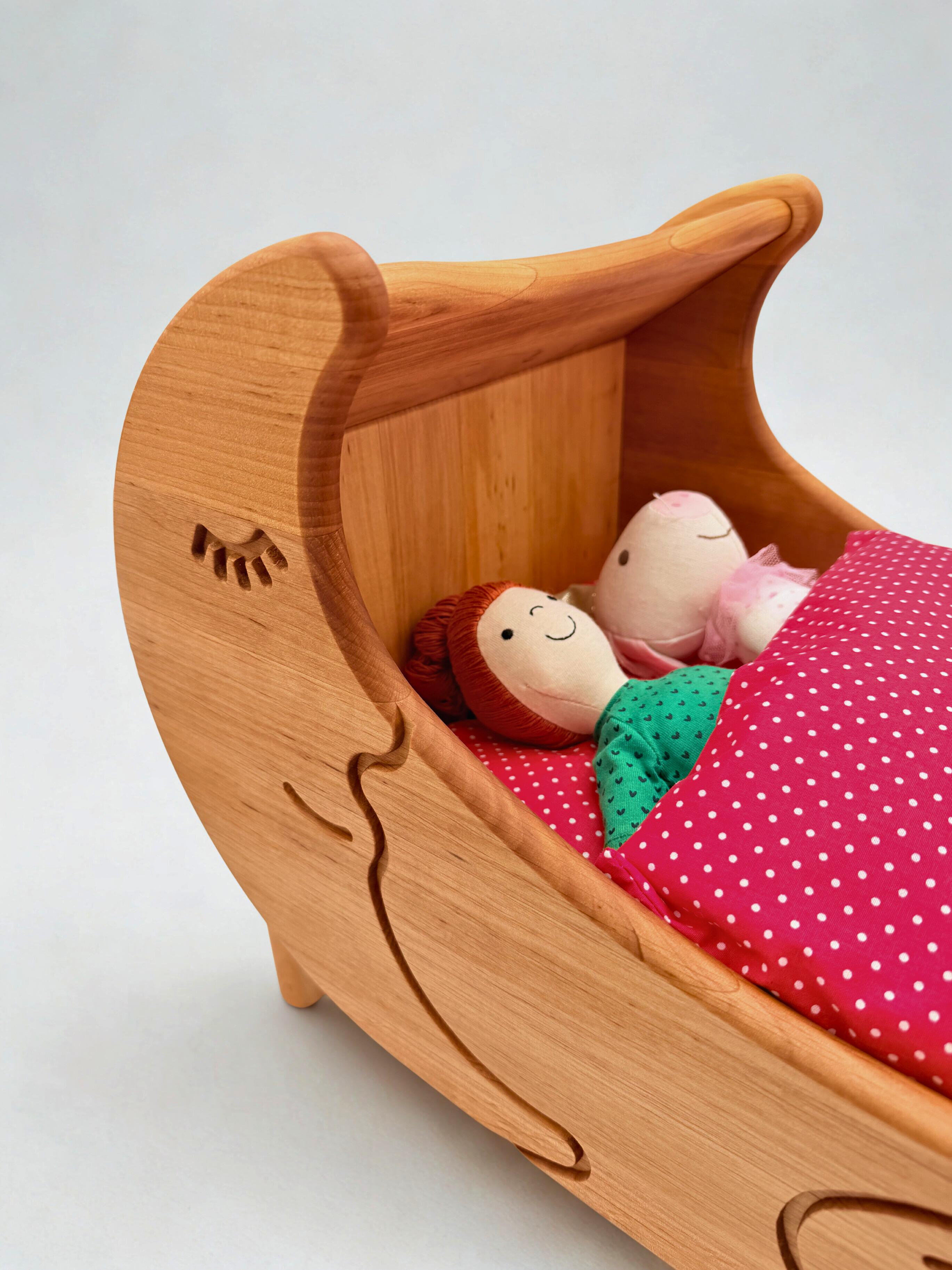 Wooden Magic Doll's Bed with Bedding