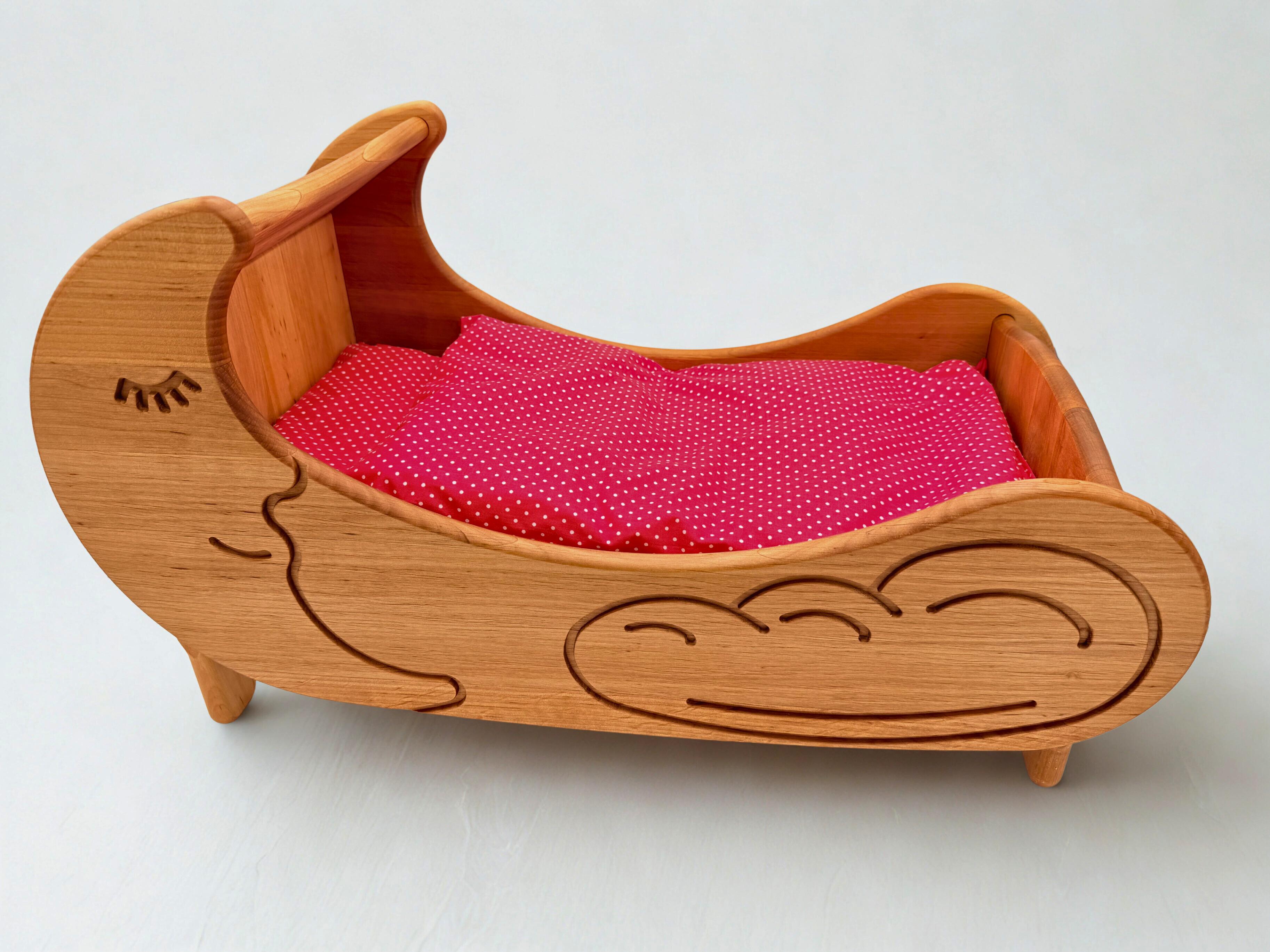 Wooden Magic Doll's Bed with Bedding